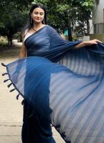 Rimzim Blue Party Wear Zari Work Saree